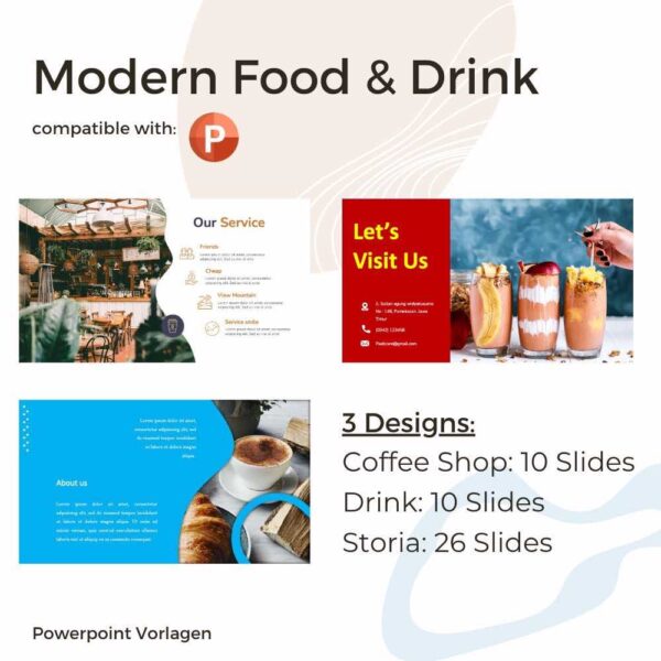 Modern Food & Drink Design Powerpoint Vorlagen